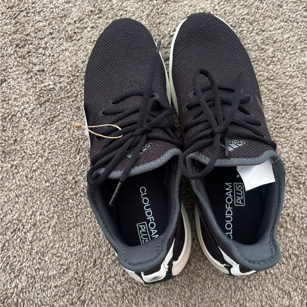 Adidas Men's Black and White Cloudfoam Sneakers